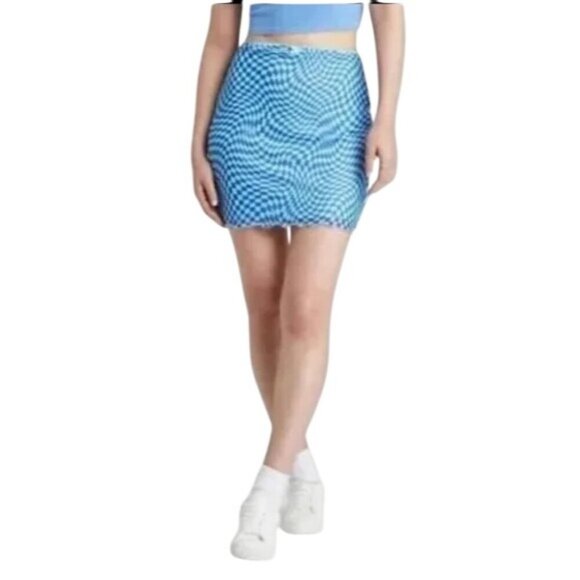 Wild Fable Blue Checkered Mini Skirt - Picture 1 of 6
